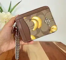 Coach Zip Card Case In Signature Canvas With Banana Print cr833
