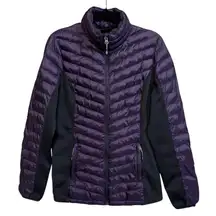 32 Degree Heat Womens Puffer Jacket Coat Size S Dark Purple Black Zip Outdoorsy