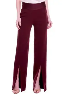 Jonathan Simkhai Satin Split Leg Pants In Sienna Burgundy