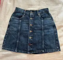 Button Front Denim Skirt