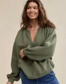 Aerie Easy Street Oversized Sweatshirt Olive Pullover Long sleeve Size XL