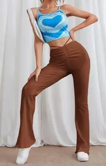 Brown Cinched Flare Pants