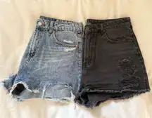 Wild Fable Blue and Black Distressed Jean Shorts