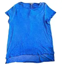 SALE Joseph A NWT Drawstring Open Back Short Sleeve Semi-Sheer Top Blue XL