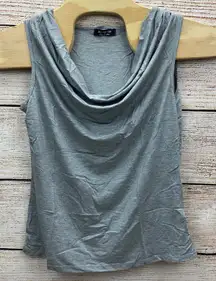 Amore All.F.Y Women's Gray Cowl Neck Stretch Tank Top Size Large New Made in USA
