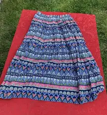 Blair Vintage Skirt Elastic‎ Waist Size medium blue pink cottage Geometric