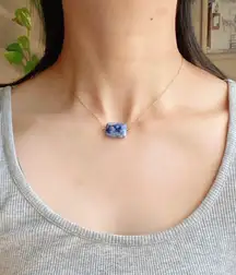 Handmade square stone boho simple statement necklace🌀💙