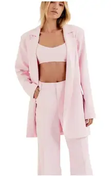FOR‎ LOVE & LEMONS Courtney Oversized Silk Blazer Light Pink Small