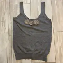 J. Crew Grey Merino Wool Tank Top Sweater Vest with Rough Cut Flowers, small