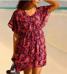 Lands End Floral Print Coverup Dress Womans Size M/L