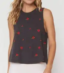 Spiritual Gangster charcoal grey flower swing tank