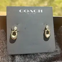 Coach Gold Tone Mini Huggie Hoop Earrings NWT 1/2”