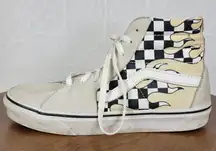 Vans Unisex Sk8 Hi Mens Skate Shoes 8 Cream Suede Checker‎ Flame Classic Sneaker
