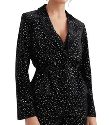New  Sequin Velvet Hourglass Blazer Jacket Black Silver Size 6