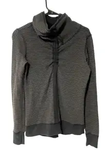 LULULEMON Gray‎ Striped Reversible Funnel Neck IN A CINCH Sweatshirt