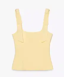 Zara light yellow stretch top with bows