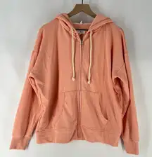 Lou &‎ Grey Coral Cozy Cotton Terry Zip Hoodie Dolman Sleeves Loungewear Size S