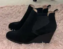 Caslon Black Wedge Leather Booties