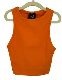 Naked Wardrobe Ribbed Crop Tank Top Orange Racerback Sleeveless Size S