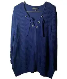 Blue Long Cable Sweater Pullover Size 14 16