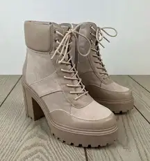 Madden Girl  Roguee Chunky Lug Heel Lace-up Work Boots 10M Putty $80