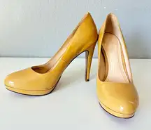 Cole Haan Yellow Patent Leather Stiletto Platform High Heels Pumps Womens Sz 8.5