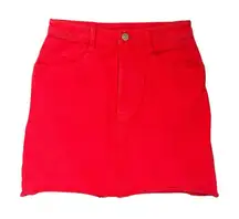 Y2K Red Denim Mini Skirt