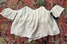 Dee Elle White Off-Shoulder Crop Blouse