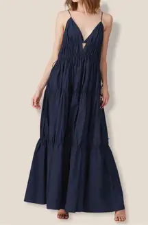 Jonathan Simkhai April Parachute Maxi Dress in Navy Blue