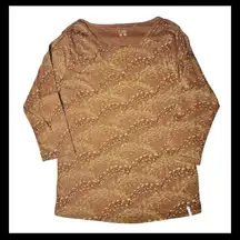 Columbia Women’s Blouse XL Brown Tan  Lightweight 3/4 Sleeve Scoop Neck