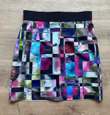 Milly Abstract Geometric Print Skirt Multicolor Modern Art Mini Size 6 USA