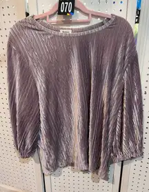 World Market Crushed Velvet Blouse L XL Lavender Long Sleeve Boho Top