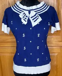 Banned Apparel 'Set Sail' Nautical‎ Retro 50s Sailor Knit Sweater Top EU Size XL
