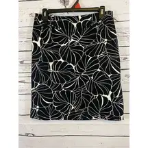 Talbots Cotton Spandex Pencil Skirt with side slit in Black and White Size 8P