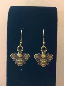 Antique gold bumble bee earrings