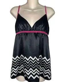 Missoni For Target Black Stripe Babydoll Tank with Pink Accents M