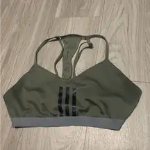 Adidas Green and Black Sports Bra with Racerback Design