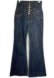 MUDD Super Ribcage High Button Fly Wide Flare Leg Denim Jeans‎ JRS Size 5