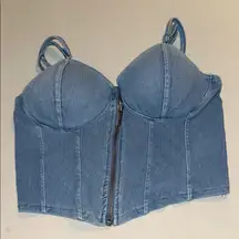 Denim Bustier Top with Zipper