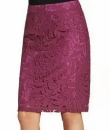 Cabi Burgundy Lace Pencil Skirt