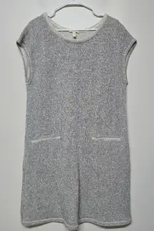Eileen Fisher Ash Ballet Neck‎ Gray Short Cotton Knit Dress Sleeve Organic Sz L