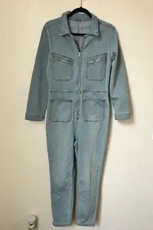 NWOT Free People Lennox light wash denim jumpsuit size L