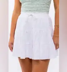 Le Lis Collection White Ruffle Tiered Linen Blend Mini Skirt Size Medium