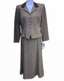 Petite Two-Piece Blazer Skirt Set