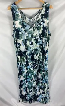 Nordstrom Watercolor Sleeveless Satin Midi Dress Size XXL