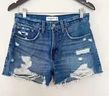 Abercrombie & Fitch Distressed The Boyfriend Jean Shorts Mid Rise Size 26/2