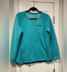 L.L. Bean Size S Aqua Blue Ribbed Airlight Crew Neck Pullover Thermal Top