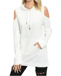 Very J Cold Shoulder Hoodie White Size Large NWT