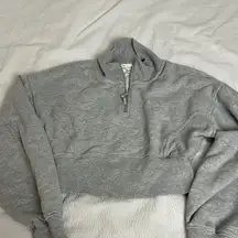 Offline by Aerie Sz MGray cropped Half-Zip Women's Sweatshirt