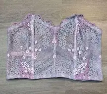 Victorias Secret Purple Floral Bustier Sz Large